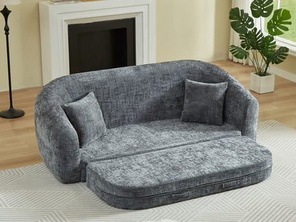 Curved Convertible Sofa, 2 In 1 Fold Out Bed With Pull Out Base And Deep Seat