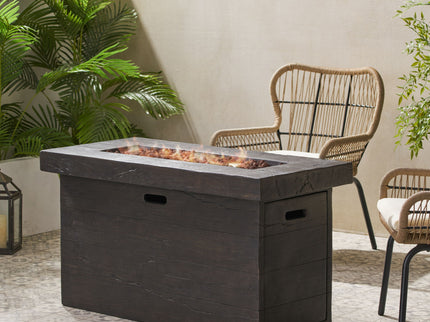 Custer - Rectangular Fire Pit 50, 000 Btu Magnesium Oxide - Brown