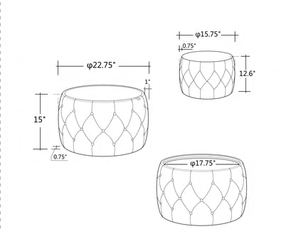 Nesting Ottomans 2 Piece With Tray, 4 In 1 Function