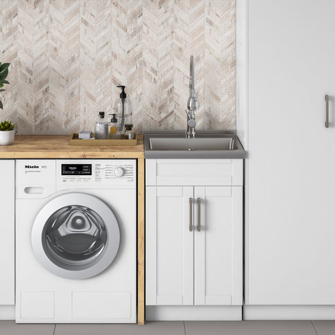 Hennessy - Deluxe Laundry Cabinet With Faucet And Stainless Steel Sink