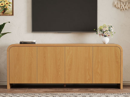 Curved Edge TV Stand With Large Cabinets
