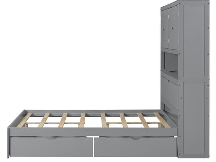 Platform Bed With USB, Storage Headboard & Drawers