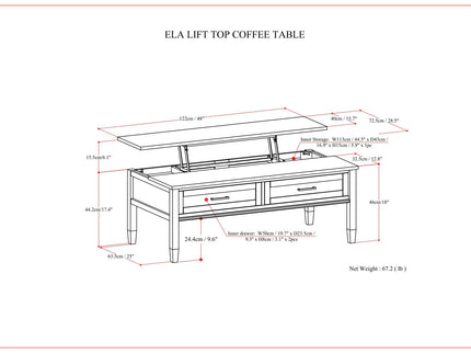 Ela - Lift Top Coffee Table - Smoky Brown