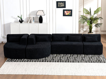 Upholstered Sofa Free Combined Sofa Couch With 2 Chaise Lounge And Five Back Pillows For Living Room