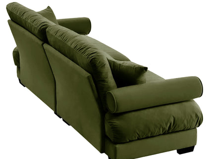 Modern Sofa With Bolstered Armrests And Pillows