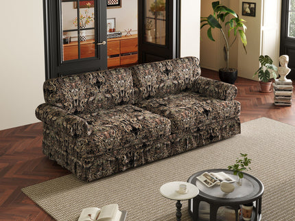 Luxuriously Comfortable Cloud Couch Sofa With Elegant Rolled Arms & Pleated Skirt Design