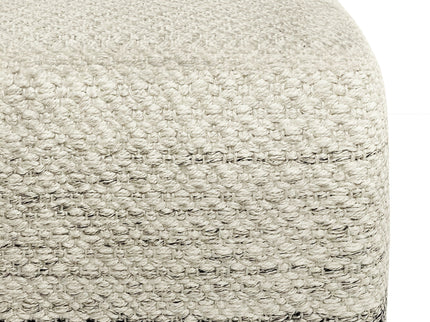 Macie - Square Woven Outdoor / Indoor Pouf - Gray / White