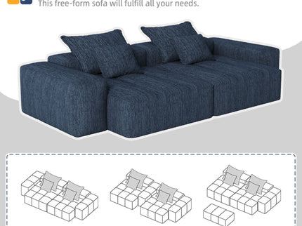 Modern Oversized Diy Combination Modular Sectional Sofa & Pillows
