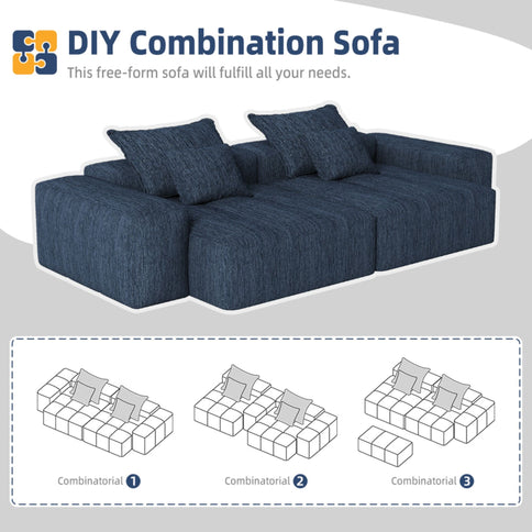 Modern Oversized Diy Combination Modular Sectional Sofa & Pillows