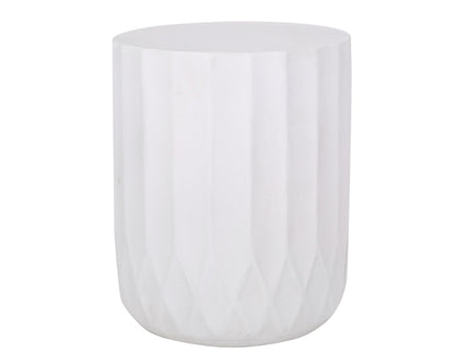 Outdoor End Table With Scallop Edge - Antique White