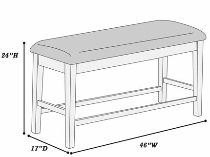 Cushion Padded Seat Counter Height Dining Bench - Walnut