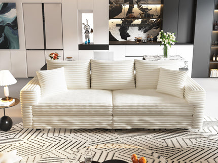 4 Seat Sofa, Modern Comfy Upholstered Sofa Cloud Couch, Deep Seat Couches With Soft Pillows