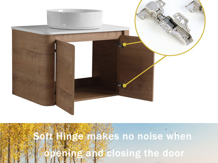 Wall Mounted Bathroom Vanity & Art Sink & 1 Soft Close Door