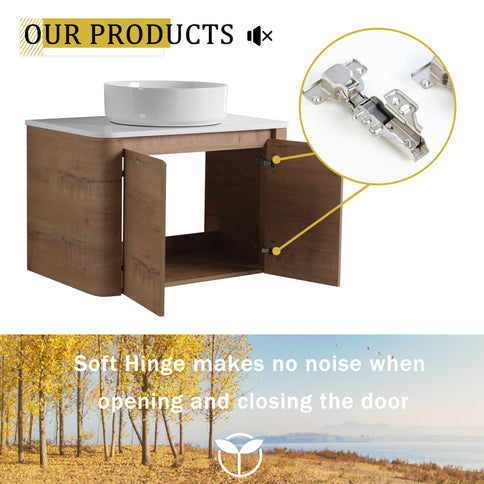 Wall Mounted Bathroom Vanity & Art Sink & 1 Soft Close Door