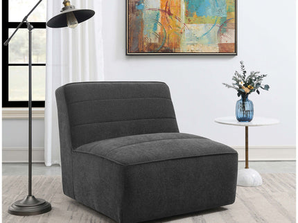Manhattan - Swivel Tufted Chair Armless Accent Chair, 360 Degree Swivel Base - Charcoal