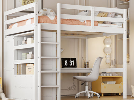 Loft Bed With Built In Wardrobe, Desk, Shelves And Drawers