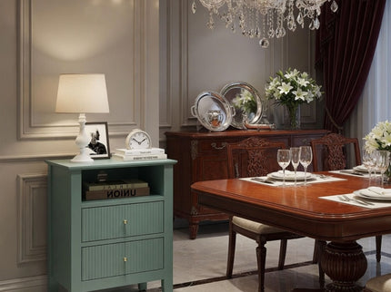 Fluted Nightstand With 2 Drawers