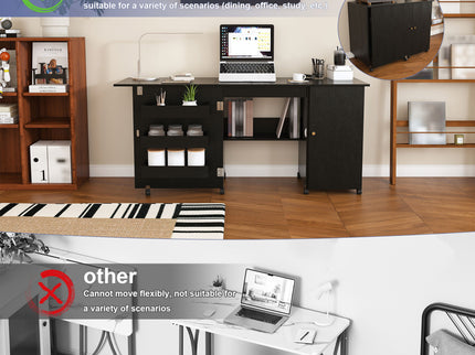 Foldable Sewing Table With Locking Casters