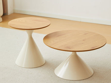 Round Coffee Table - Brown / White
