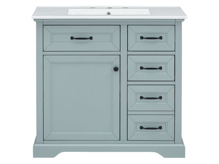 Bathroom Vanity With Sink, 2 Tip Out Drawers, Soft Close Hinges - Gray