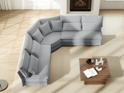 5 Seater L Shaped Sectional Sofa With Curved Corner, 7 Pillows