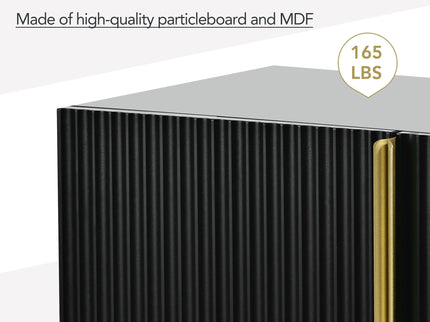 Modern Elegant 4 Door Sideboard Metal Handle Buffet Cabinet For Dining Room, Living Room, Bedroom, Hallway