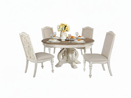 Elegant Dining Set Round Table And Side Chairs