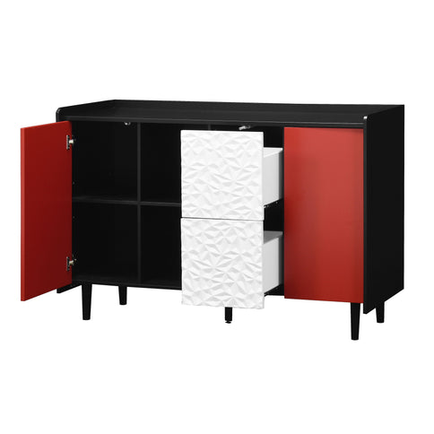 Modern Sideboard Buffet Cabinet With Doors And Unique Panel Styling
