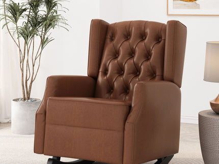 Moss - Upholstered Rocking Recliner With Diamond Tufting And Wingback - Light Brown