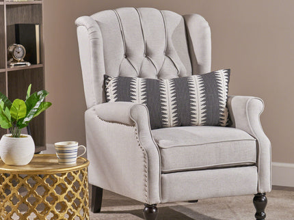 Armchair Recliner With Pushback Mechanism And Wingback Design