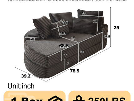 Semi Circular 2 In 1 Sofa Bed With Neck Pillow And Throw Pillows