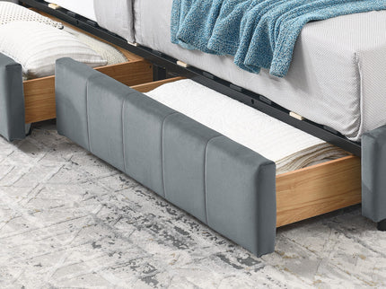 Elegant Storage Upholstered Tufted Bed Frame With Backrest And Armrests