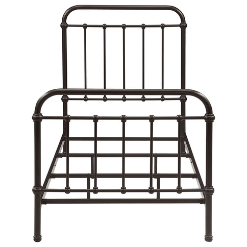 Twin Panel Bed With Ornate Design - Bronze