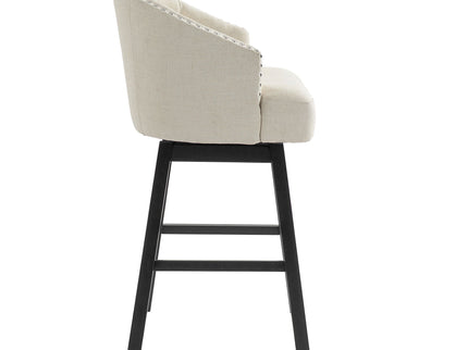360 Degree Swivel Bar Stool & Stunning Nailhead Trim (Set of 2) - Beige