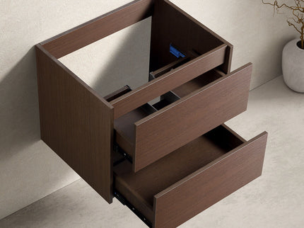 Wall-Mounted Bathroom Vanity, Soft-Close Drawer, Premium Slides - Black Brown