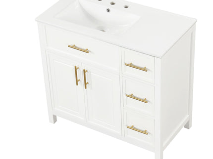 Modern Bathroom Vanity With Sink Top, 2 Doors And 3 Drawers