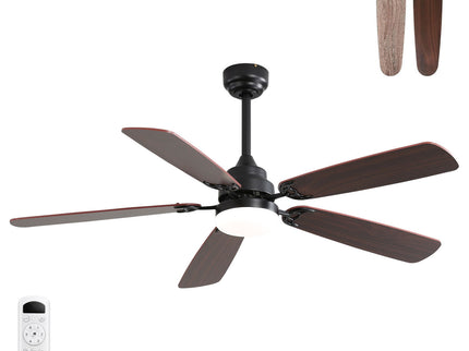 52" Ceiling Fan With LED Light, 6 Speed DC Motor, Remote Control - Matte Black