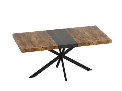 Retro Rectangular Stretch Dining Table With Embossed Center Plate
