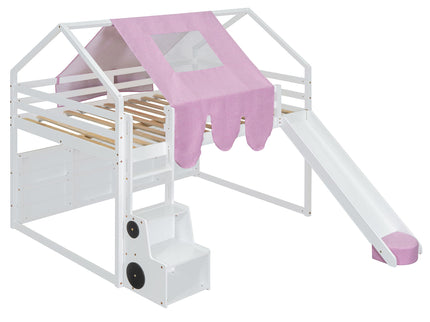Loft Bed With House Shaped Frame And Tent