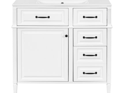 Modern Bathroom Vanity With Sink Top, Flip Drawer Design
