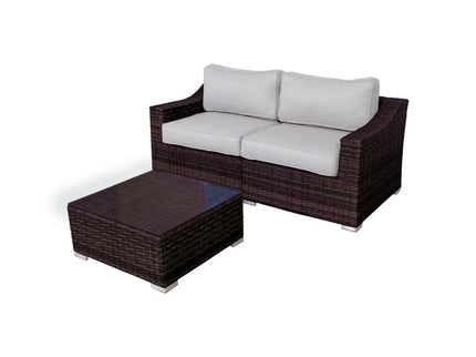 Wicker 2 Person Conversation Set, Durable Outdoor Seating With Cushions Mix - Brown Mix