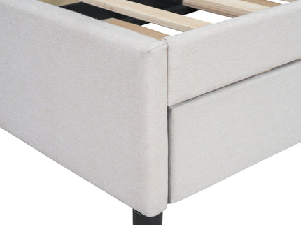 Upholstered Platform Bed With Brick Pattern Headboard And Twin Long Size Trundle