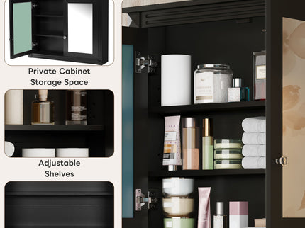 Wall-Mounted Medicine Cabinet With 2 Mirrors, Adjustable Shelves