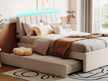 Upholstered Platform Bed With Trundle