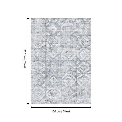 Toucan - 5' X 7' Washable Non - Slip Area Rug - Silver