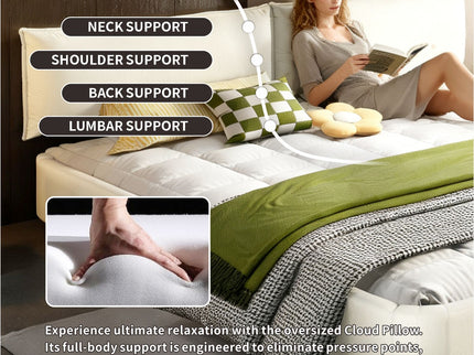 Cloud Bed Frame With Oversized Padded Movable Headboard
