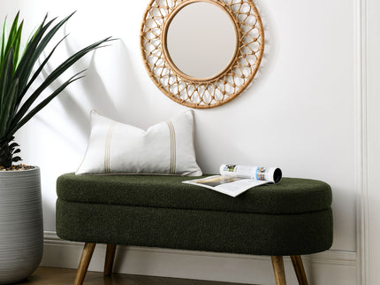 Ottoman Oval Storage Bench With Rubber Wood Legs