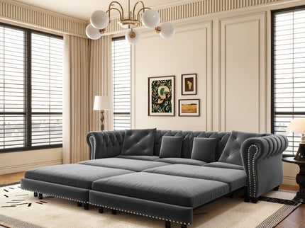 3 In 1 Convertible Sleeper Sofa Bed With Movable Ottoman