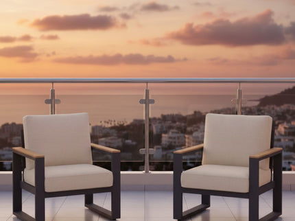 All-Weather Patio Armchairs With Thick Cushions (Set of 2)