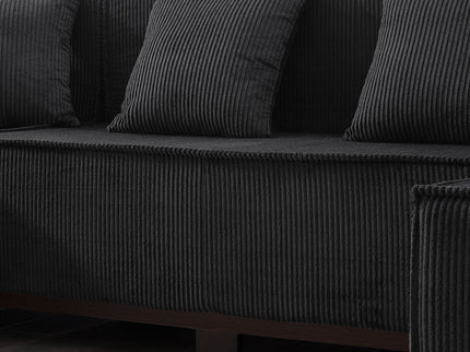 U-Shaped Sectional Sofa With RGB LED Light Strip And 6 Pillows
